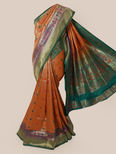 

Pothys Orange & Green Art Silk Woven Design Banarasi Saree