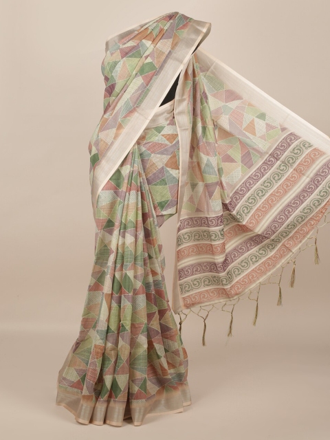 

Pothys Multicoloured Printed Linen Blend Saree, Multi