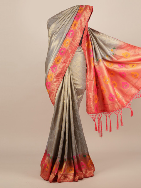 

Pothys Grey Woven Design Jute Silk Saree With Tasseled Pallu