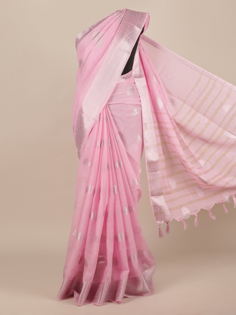 

Pothys Pink Woven Design Jute Silk Saree