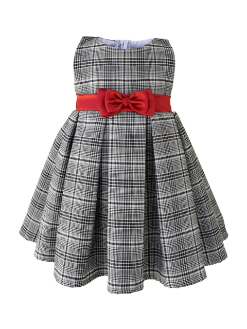 

Faye Girls Black & White Houndstooth Patterned Fit and Flare Dress