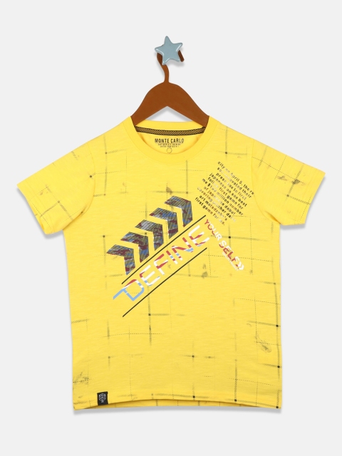 

Monte Carlo Boys Yellow & Grey Checked Round Neck T-shirt