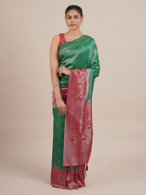 

Pothys Green & Red Jute Silk Woven Design Saree