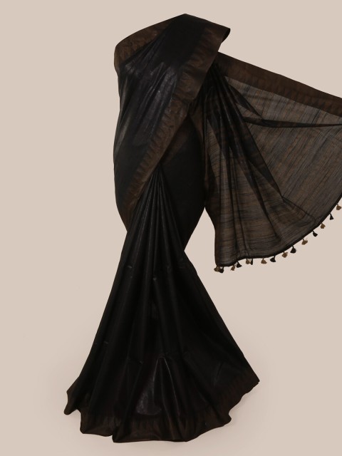 

Pothys Black Woven Design Linen Blend Saree
