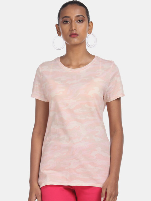 

GAP Women Pink Printed Round Neck T-shirt