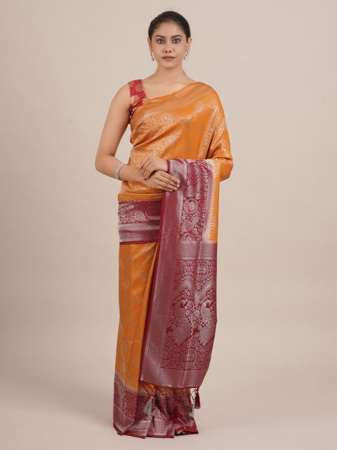 

Pothys Mustard Yellow Woven Design Jute Silk Saree