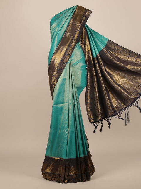 

Pothys Blue Woven Design Jute Silk Saree