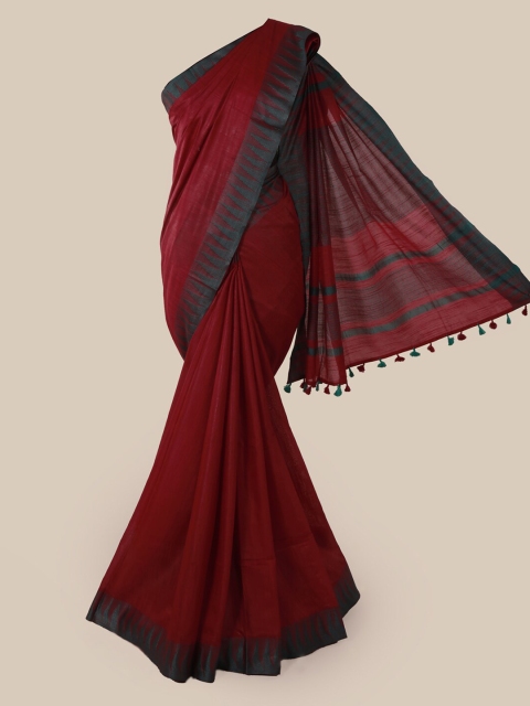 

Pothys Maroon Solid Linen Blend Saree