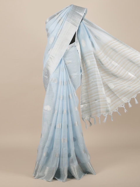 

Pothys Blue Woven Design Jute Silk Saree