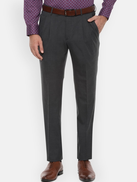 

Luxure by Louis Philippe Men Charcoal Grey Slim Fit Solid Formal Trousers