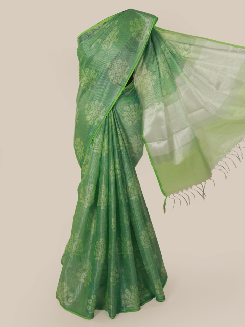 

Pothys Green Woven Design Tissue Saree With Tasseled Pallu