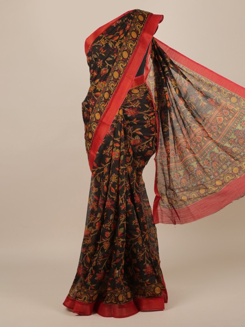 

Pothys Black Printed Jute Silk Saree