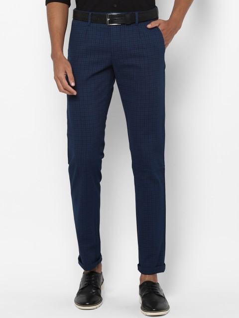 

Allen Solly Men Navy Blue Slim Fit Checked Regular Trousers