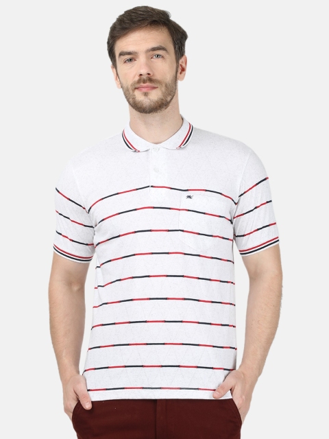 

Monte Carlo Men White & Black Striped Polo Collar T-shirt