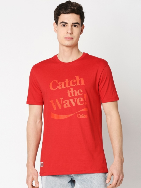 

Bewakoof Men Red Printed Round Neck T-shirt