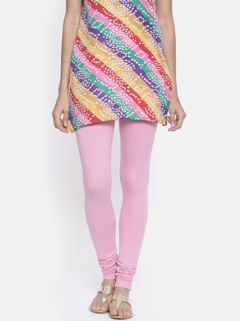 

Bitz Women Pink Solid Organic Cotton Churidar-Length Leggings