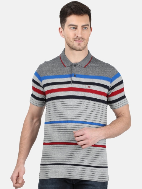 

Monte Carlo Men Navy Blue Striped Polo Collar T-shirt