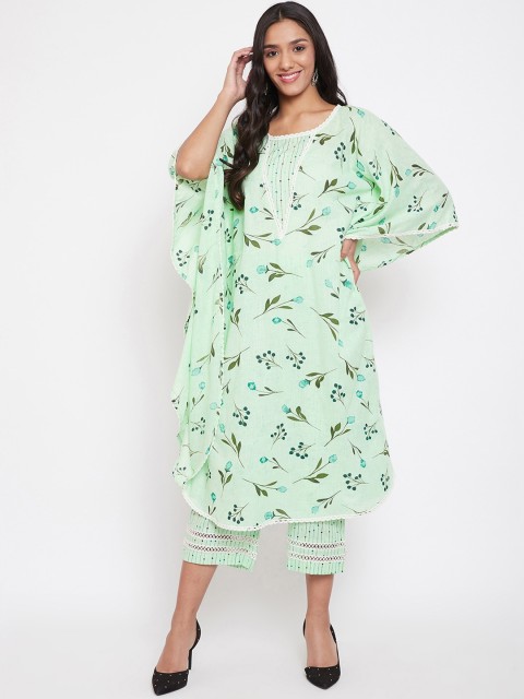 

The Kaftan Company Women Green Printed Kurta with Trousers