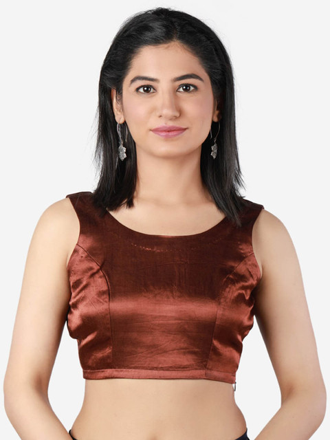 

Llajja Women Brown Solid Saree Blouse