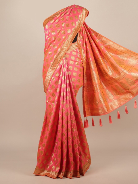 

Pothys Pink Woven Design Jute Silk Saree