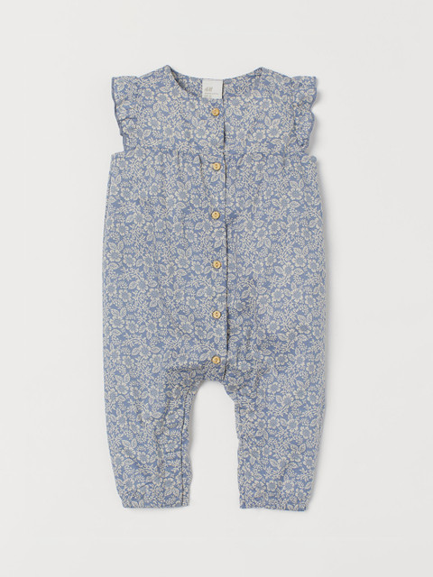 

H&M Girls Blue & Off-White Printed Cotton Romper Suit