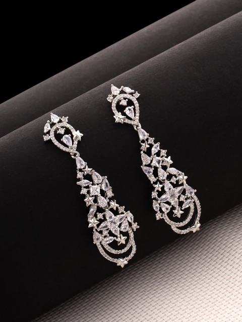 

Studio Voylla Silver-Toned Contemporary Drop Earrings
