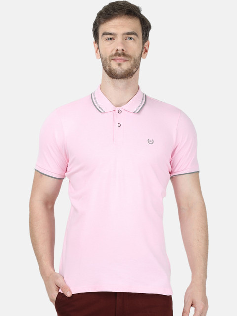 

Monte Carlo Men Pink Solid Polo Collar T-shirt