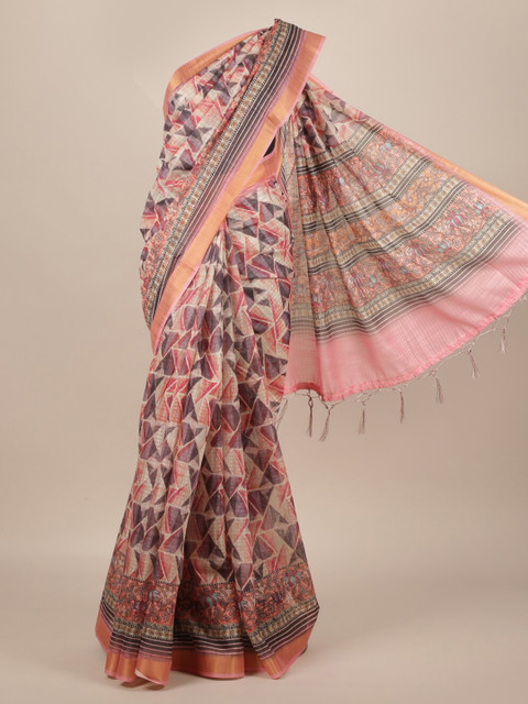 

Pothys Multicoloured Printed Jute Silk Saree, Multi