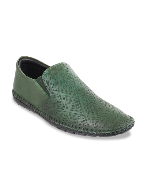 

Metro Men Green Perforated Leather Slip-On Sneakers