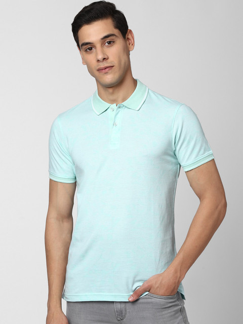 

Peter England Casuals Men Blue Solid Polo Collar T-shirt