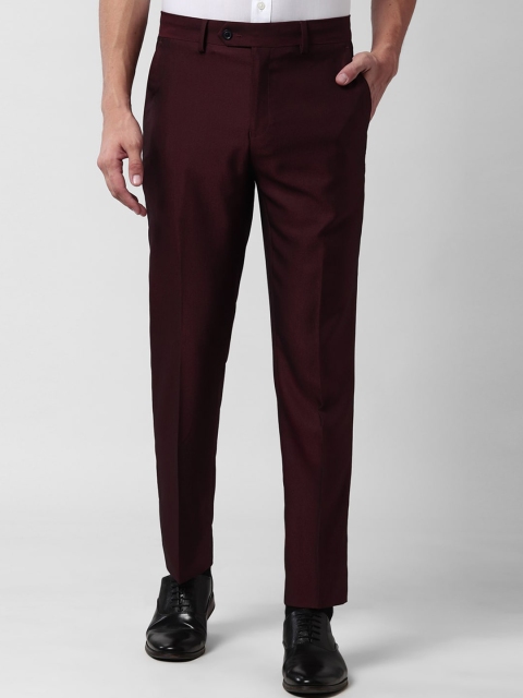 

Peter England Elite Men Maroon Slim Fit Solid Formal Trousers