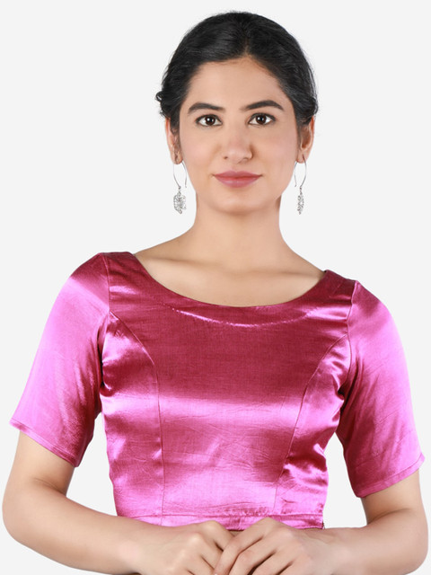 

Llajja Women Pink Solid Saree Blouse