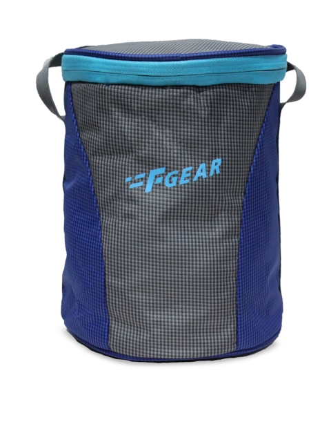 

F Gear Unisex Grey & Blue Checked Cylindrical Lunch Bag