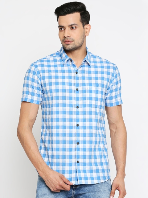 

Mufti Men Blue & White Slim Fit Checked Casual Shirt