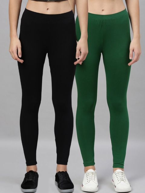

Kryptic Women Pack Of 2 Solid Ankle-Length Leggings, Green