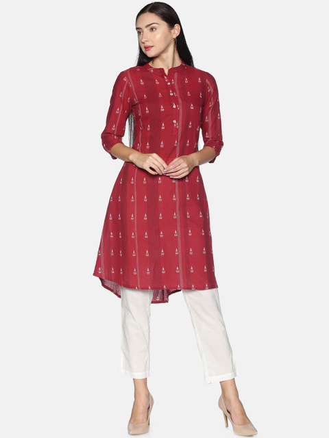

Saffron Threads Women Maroon Geometric Printed Kurta