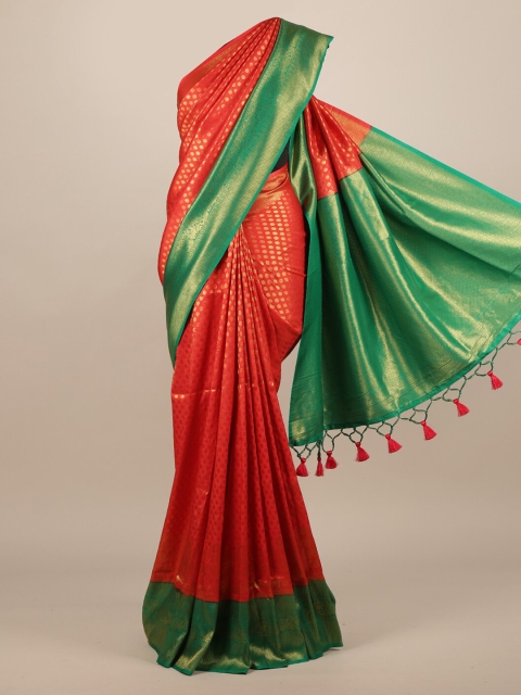 

Pothys Red & Green Jute Silk Woven Design Saree