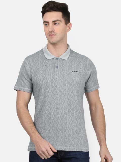 

Monte Carlo Men Grey Self Design Polo Collar T-shirt