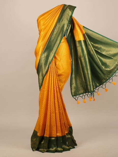 

Pothys Mustard Woven Design Jute Silk Saree