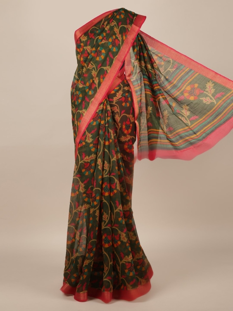 

Pothys Green Printed Jute Silk Saree