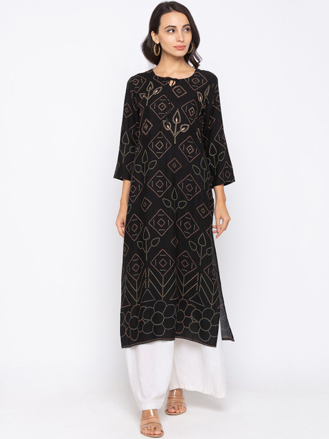 

TANKHI Women Black Ethnic Motifs Printed Kurta