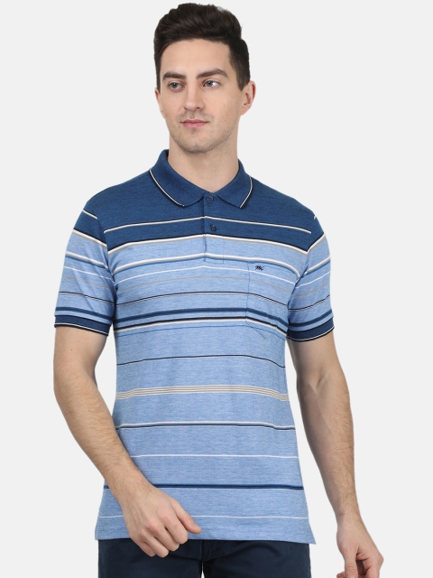 

Monte Carlo Men Blue Colourblocked Polo Collar T-shirt