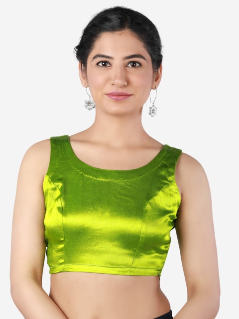 

Llajja Women Lime Green Solid Saree Blouse
