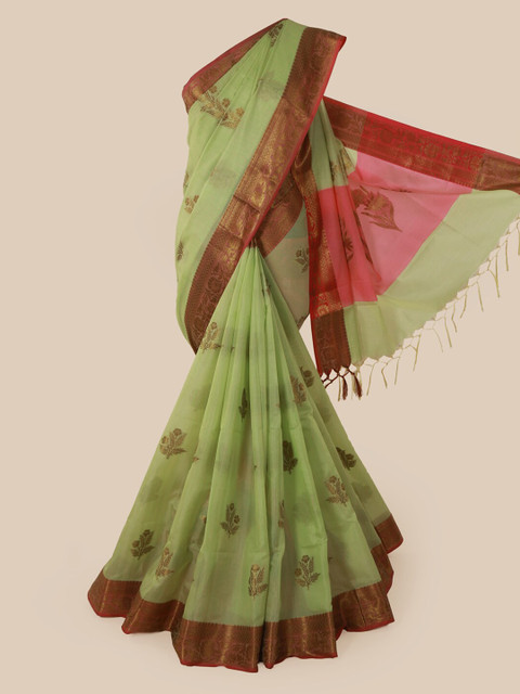 

Pothys Green Woven Design Cotton Blend Saree