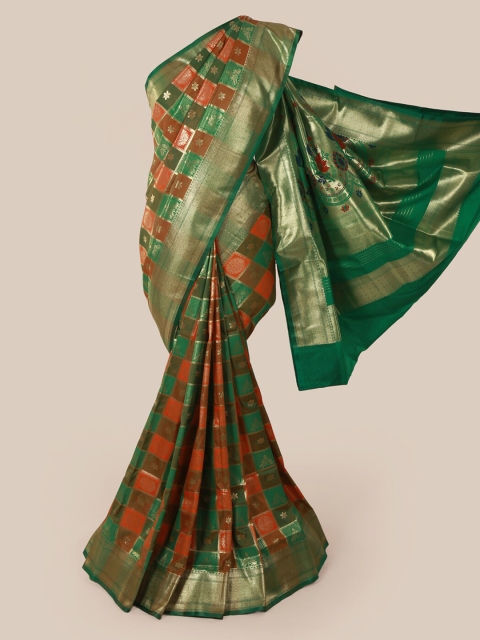 

Pothys Green & Orange Art Silk Woven Design Banarasi Saree