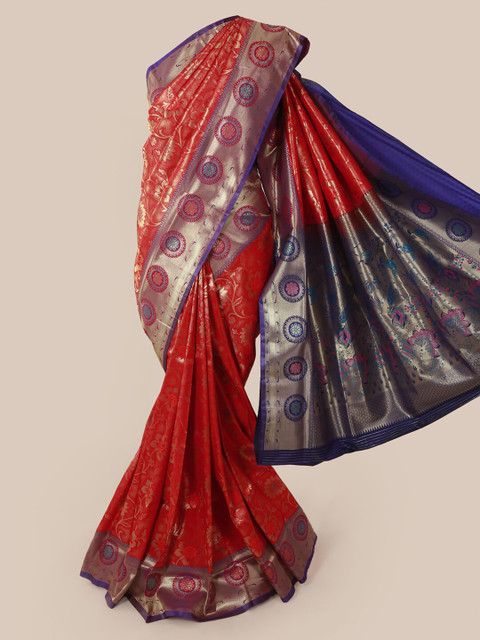 

Pothys Red Woven Design Art Silk Saree