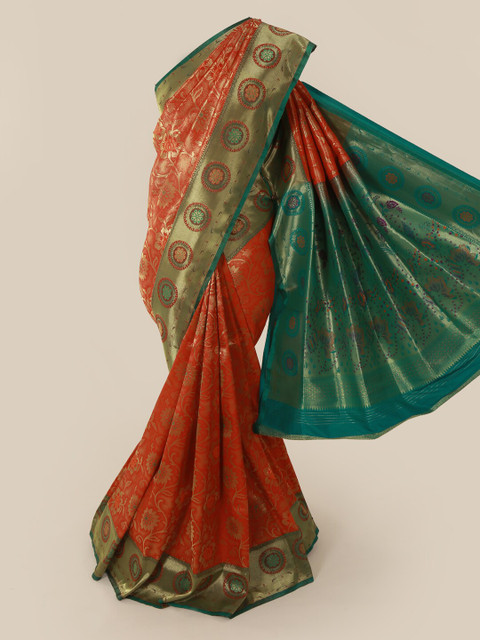 

Pothys Orange & Green Art Silk Woven Design Saree