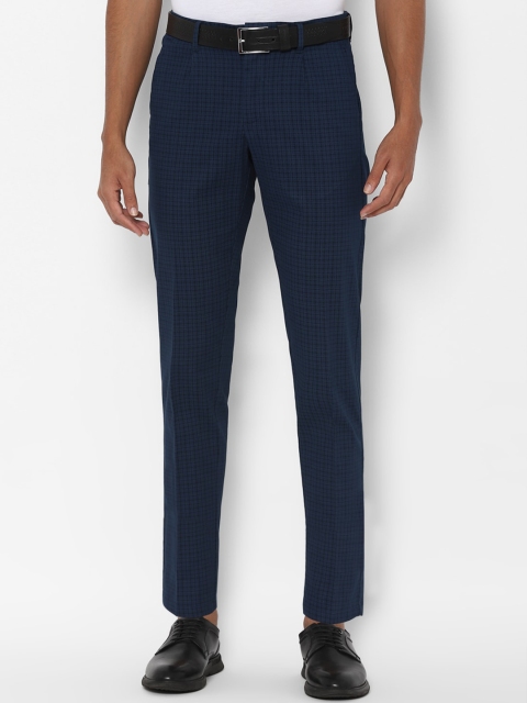 

Allen Solly Men Navy Blue Slim Fit Checked Formal Trousers