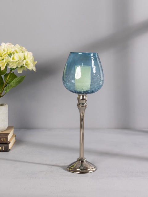 

Pure Home and Living Blue & Silver-Toned Textured Large Mia Votive Holder