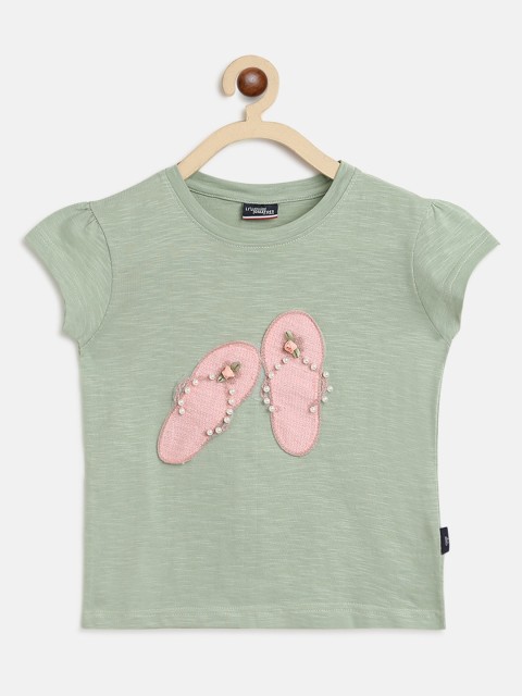 

Lil Tomatoes Olive Green Embellished Applique Regular Top with Pen